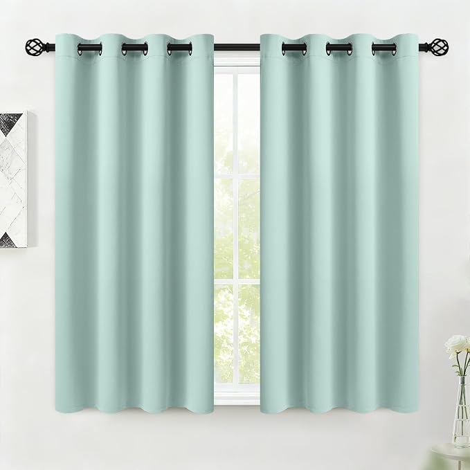 COSVIYA Grommet Room Darkening Aqua Curtains 45 inch Length by COSVIYA