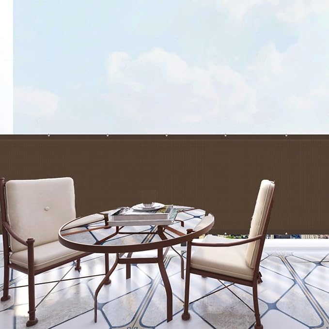 Custom Size 3.3'x20' Brown Balcony Privacy Screen 90% UV Block | Windscreen - Image 6