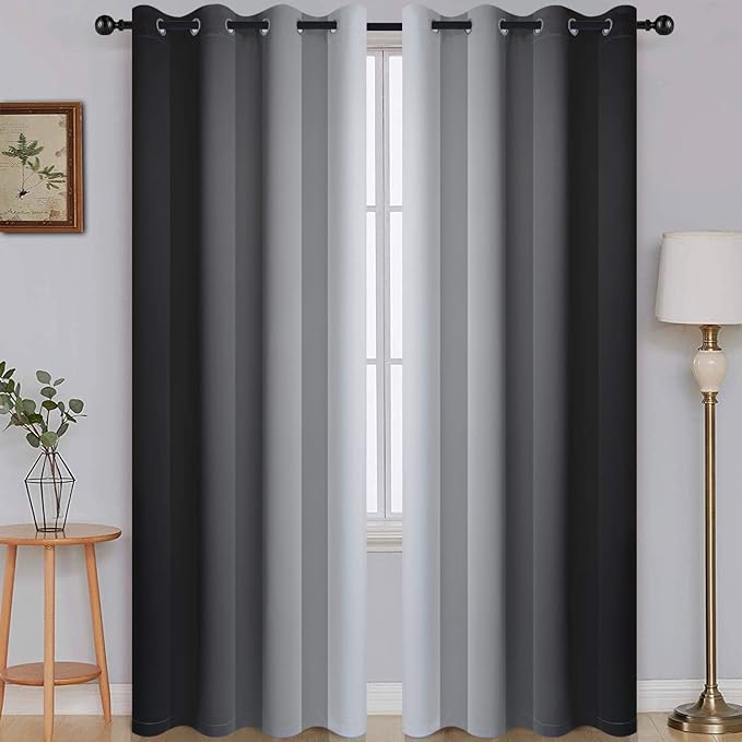 SimpleHome Ombre Black to Grey White Curtains by SimpleHome