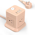 FDTEK Cube Power Strip USB C, 4 Outlets 3 USB 10 FT Extension Cord Pink | 10ft by FDTEK