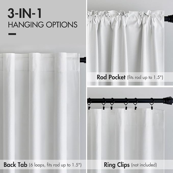MIULEE 100% Blackout Curtains Linen Curtains & Drapes 96 Inches Long, Full - Image 6