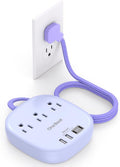 Cruise Ship Travel Essentials, 22.5W/4.5A Flat Plug Power Strip, 3 Outlets 4 by OneBeat