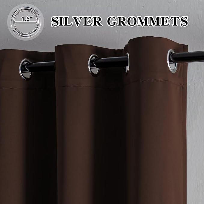 IGEMAEVE Blackout Curtains for Bedroom Grommet Chocolate 65" W x 84" L | - Image 2