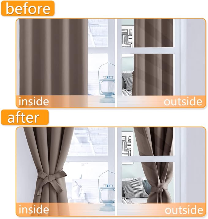 RV Blackout Curtains for Bedroom, 52 x 36 Inches Long Tan, 2 Panels | Thermal - Image 5