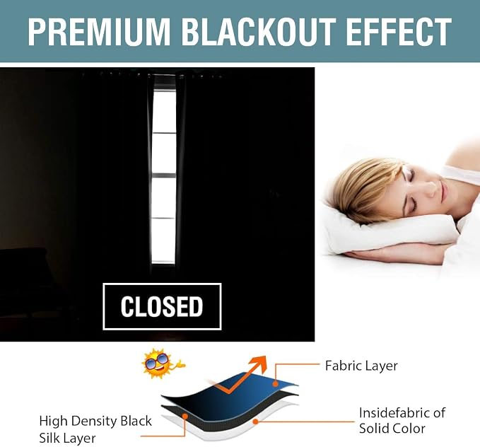 H.VERSAILTEX Blackout Curtains for Bedroom Black Out Curtains 102 inch Thermal - Image 6