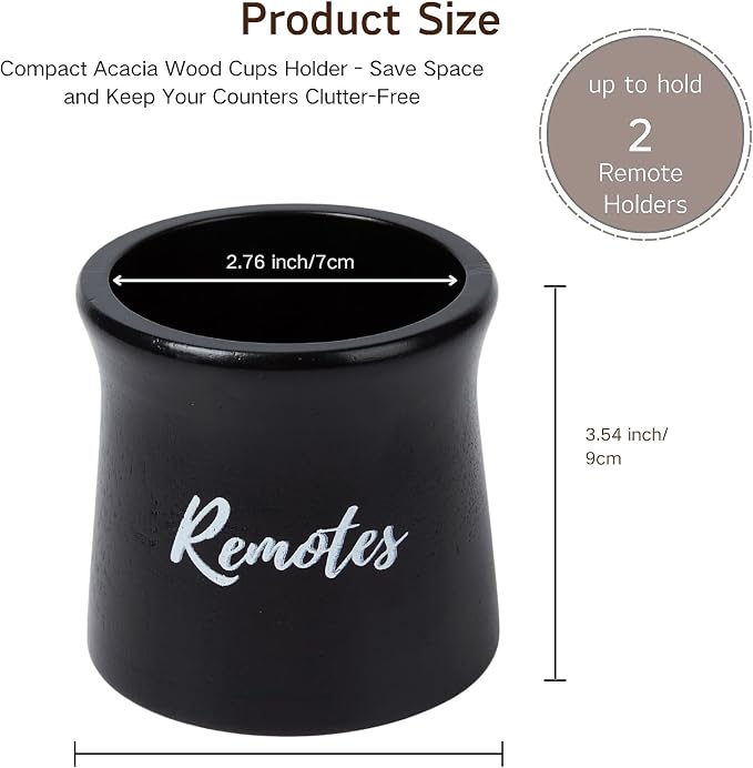 Small Black Wood Remote Control Holder, Organizer - Image 2