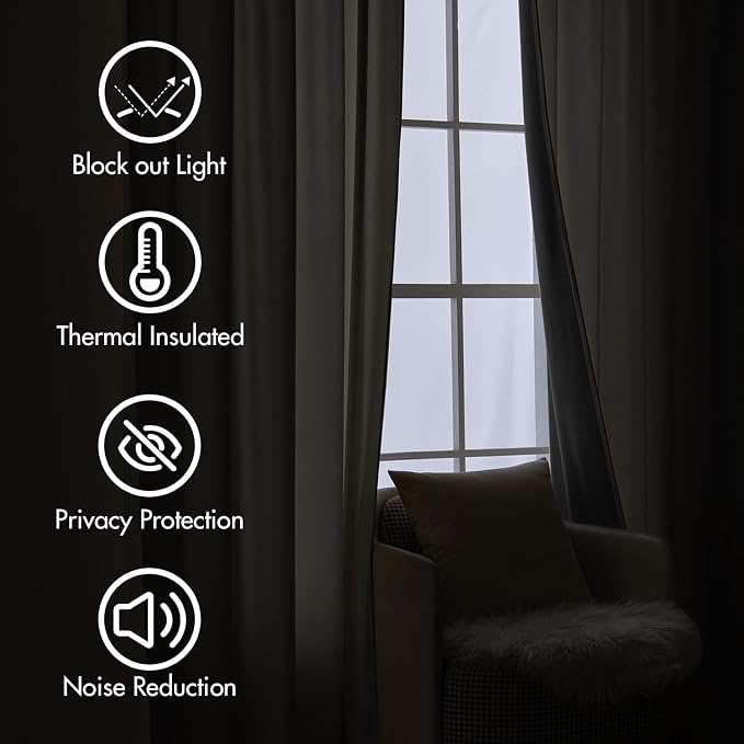 MIULEE Cream Beige Velvet Pinch Pleat Blackout Curtains W52 X L84 Inches | 2 - Image 5
