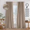MIULEE 100% Blackout Curtains Linen Curtains 96 Inches Long, Copper Brown | 2 by MIULEE