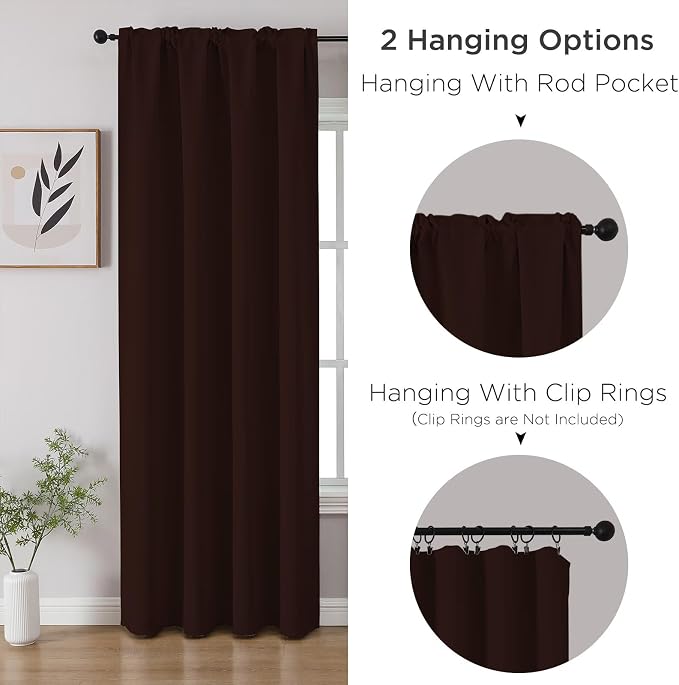 CUCRAF Blackout Curtains 63 inch Length 2 Panels Set, Rod Pocket Room Darkening - Image 3