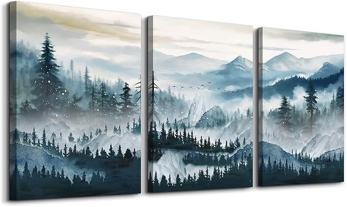 MHARTK66 Wall Art for Bedroom, Mountain Landscape Wall Decor, Large Foggy by MHARTK66