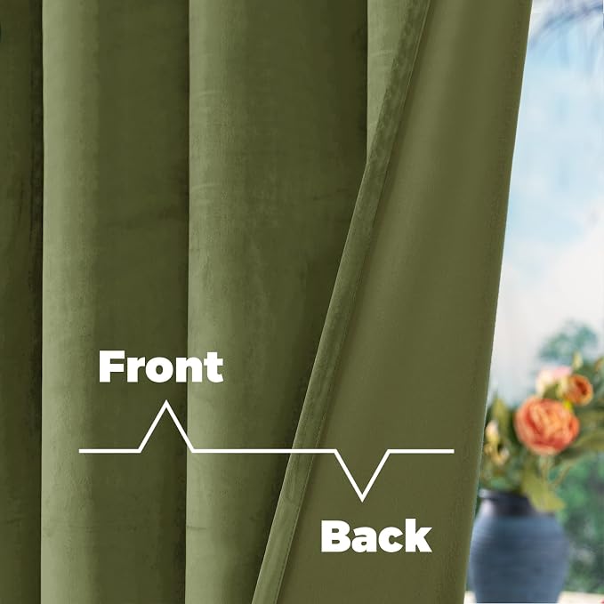 BGment Blackout Velvet Curtains, 52 x 108 Inch, Sage Green | Soft, Room - Image 4