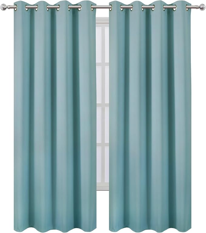 Blackout Curtains 52 x 108 inch/Stone Blue Curtains Set of 2 Panels/Thermal - Image 2
