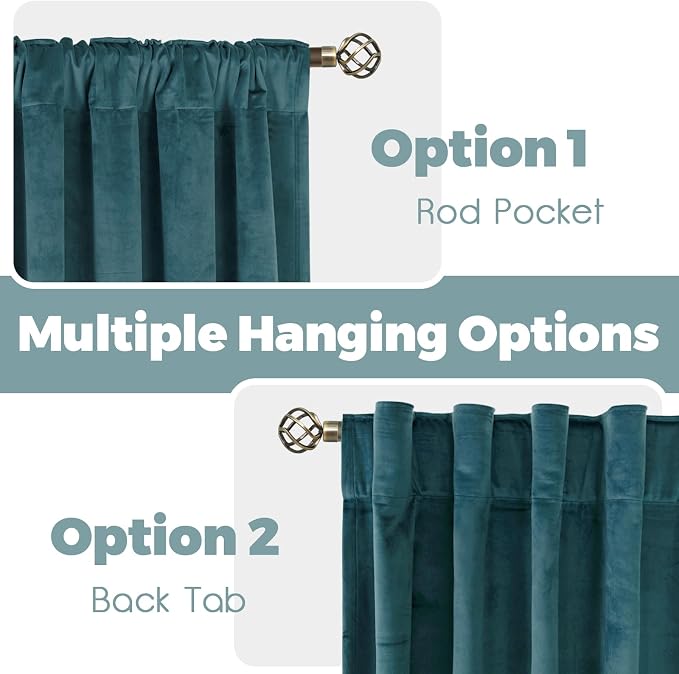 BGment Teal Velvet Curtains 84 Inch - Image 3
