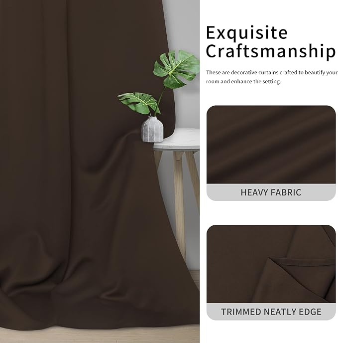 Easy-Going Thermal Grommet Blackout Curtains, 2 Panels 42x84 in, Dark Brown | - Image 5
