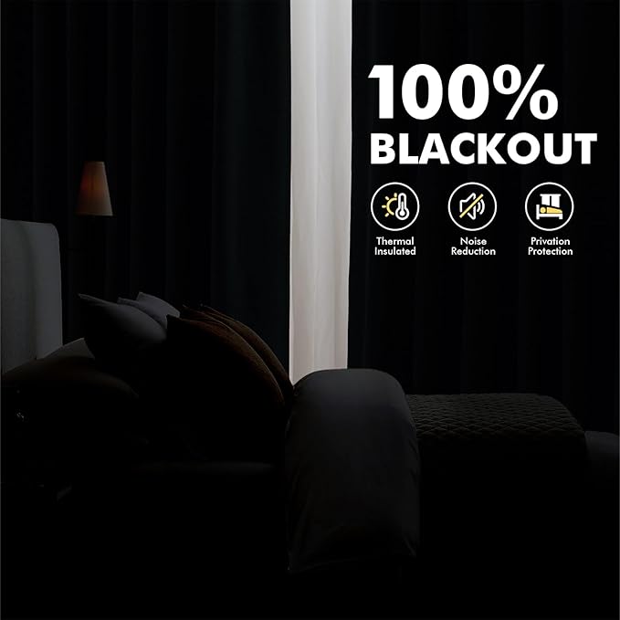 MIULEE 100% Blackout Linen Curtains 42 x 63 Inch Light Beige 2 Panels | Thermal - Image 2