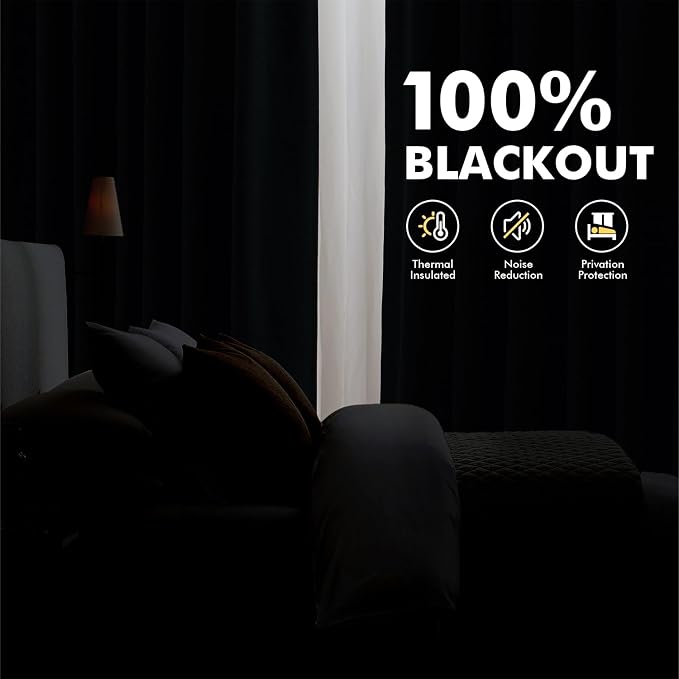 MIULEE 100% Blackout Linen Curtains 42 x 96 Inch Copper Brown 2 Panels | - Image 2