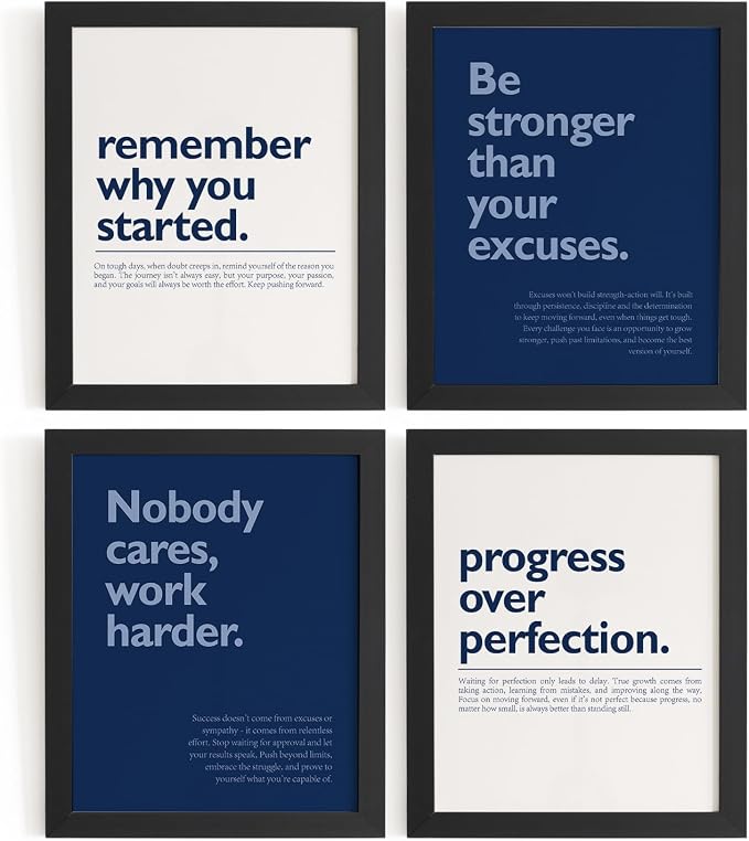 DSHFG Navy Blue Motivational Inspirational Office Wall Art Decor Prints | by Unknown