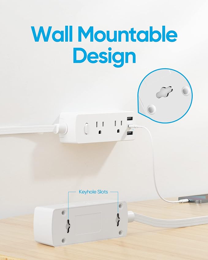 2 Prong Flat Plug Power Strip, Olcorife 2 Prong to 3 Prong Outlet Adapter - Image 6