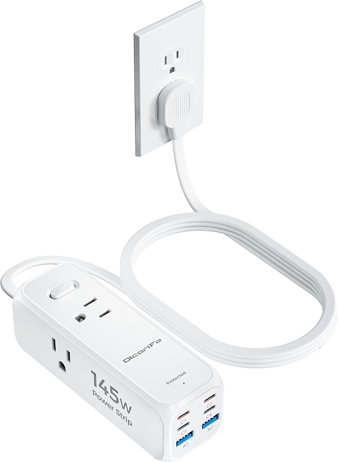 Olcorife USB Power Strip with 3 AC Outlets 6 USB Ports, 5 FT | 145W USB Power by olcorife