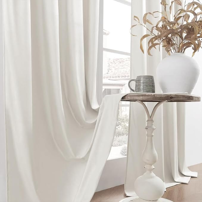 Timeper White Velvet Curtains 90 inches 2 Panels, Luxury Curtains - Image 6