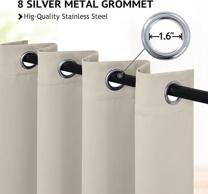 COSVIYA Grommet Room Darkening Stone Curtains 63 inch Length - Image 3