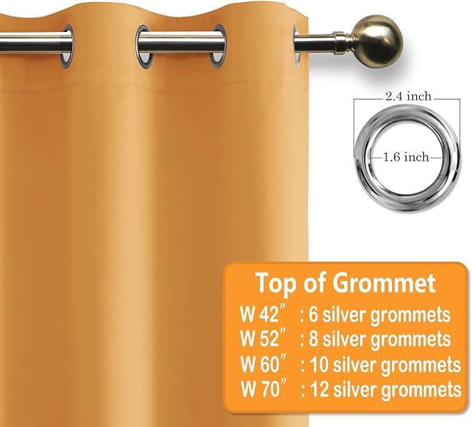 Blackout Curtains for Bedroom, Pumpkin Orange, 42 x 54 Inch | Thermal Insulated - Image 6