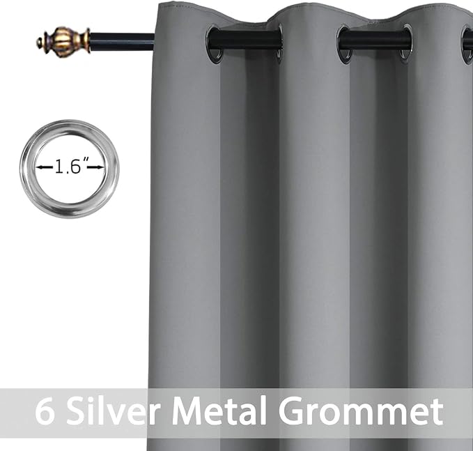 Yakamok Blackout Curtains 38x72 inch Grey Thermal Drapes-Bedroom | 2 panels - Image 3