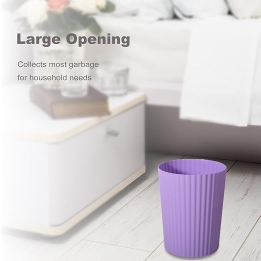 Small Bathroom Trash Can Plastic Wastebasket Garbage Can Taro Purple 2 Pack | - Image 2