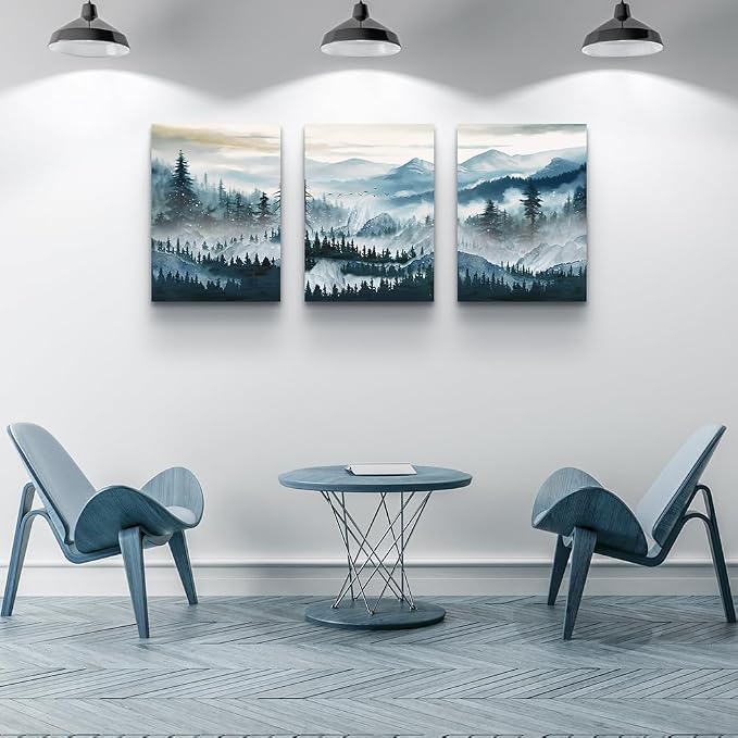 MHARTK66 Wall Art for Bedroom, Mountain Landscape Wall Decor, Large Foggy - Image 3