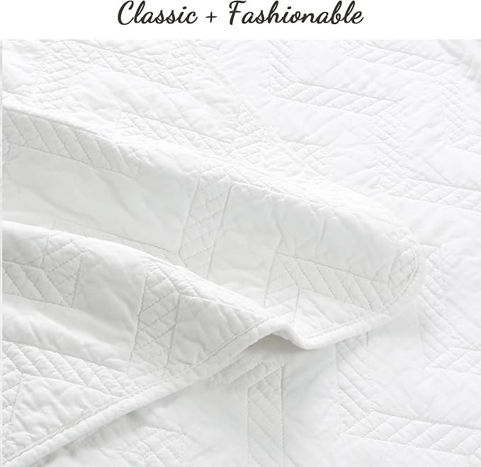 Cozy Line Home Fashions 100% Cotton Geometric Modern Zig Zag Stitch Solid White - Image 5