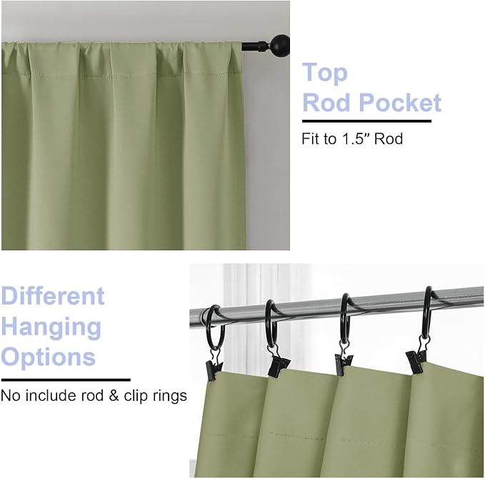 Simplebrand Ava Sage Green Extra Long 10ft Room Daekening Curtains - Image 4