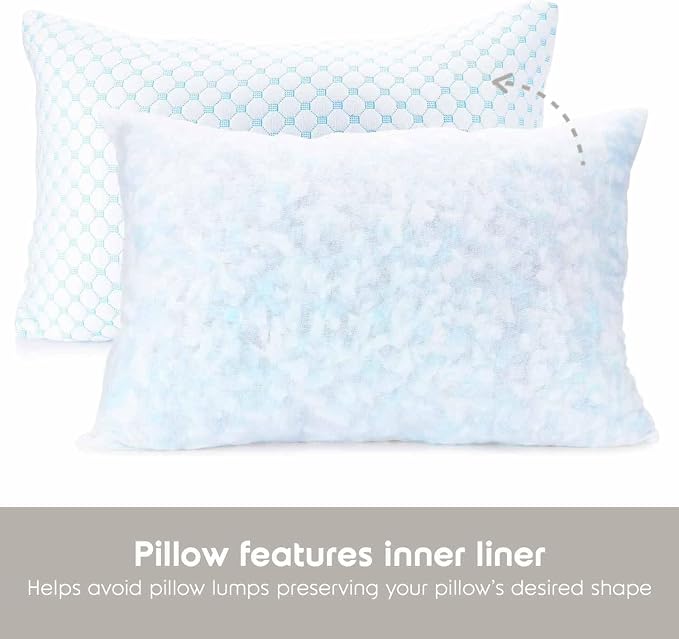 Nestl Cooling Pillow for Sleeping 1 Pack, Luxury Shredded Memory Foam Pillows - Image 5