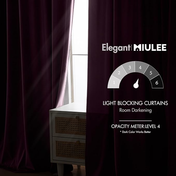 MIULEE Dark Purple Velvet Curtains 52x96 inches Luxury Blackout Curtains | - Image 5