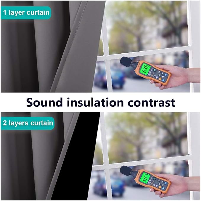 NICETOWN Grey Full Shade Curtain Panels, Pair of Thermal Insulated & Energy - Image 4