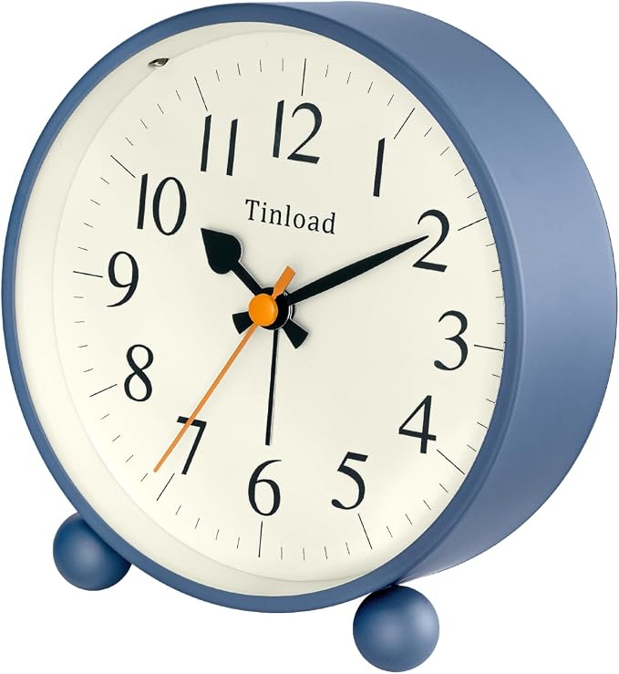 Tinload 4.5" Vintage Retro Analog Alarm Clock, Super Silent Non Ticking Small - Image 4
