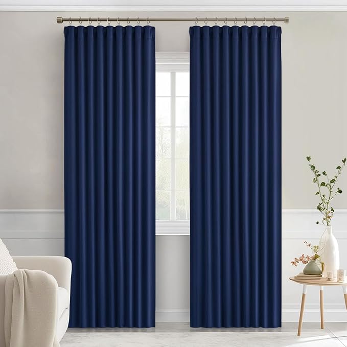 MIULEE Navy Blue Back Tab Blackout Curtains 52x72 Inches Long 2 Panels Set | - Image 9