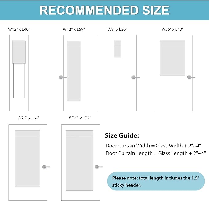 RYB HOME Blackout Door Curtain Kitchen Window Curtains, W34 x L40, Thermal - Image 8