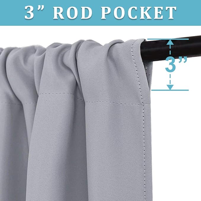 RYB HOME Blackout Curtains for Bedroom Living Room Nursery 72 inches Long | - Image 3