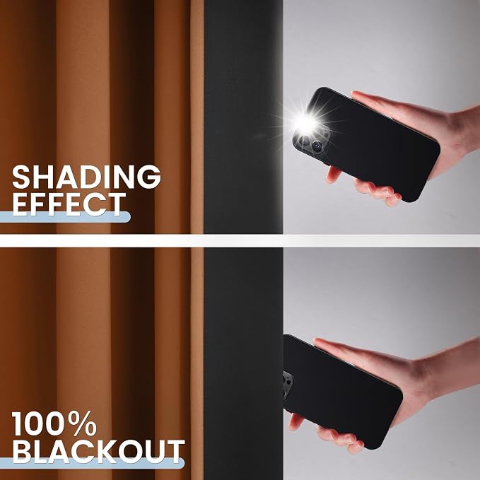SimpleHome Orange 100% Blackout Curtains Room Darkening Living Room 96 Inch | - Image 4