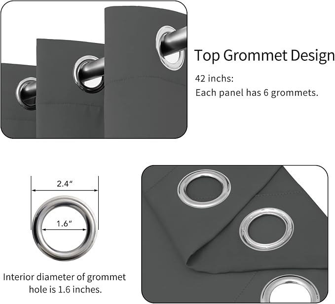 Easy-Going Thermal Grommet Blackout Curtains, 2 Panels 42x72 in, Noise Reduction - Image 4