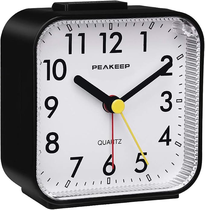 Peakeep Small Battery Operated Analog Travel Alarm Clock Silent | No Ticking - Image 2