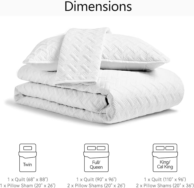 FLYMME King Size Quilt Bedding Set White Lightweight Bedspreads - Image 7