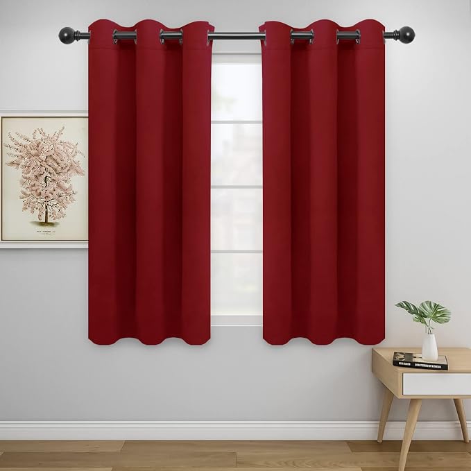 Easy-Going Thermal Grommet Blackout Curtains, 2 Panels 42x54 in | Christmas Red by Easy-Going
