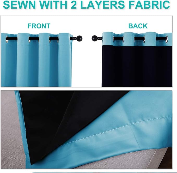 NICETOWN Teal Blue Full Shade Curtain Panels, Teal Blue, Pair of Thermal - Image 5