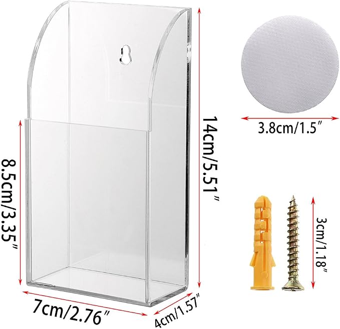Hipiwe Wall Mount Remote Control Holder Clear Acrylic Media Organizer Box | - Image 5