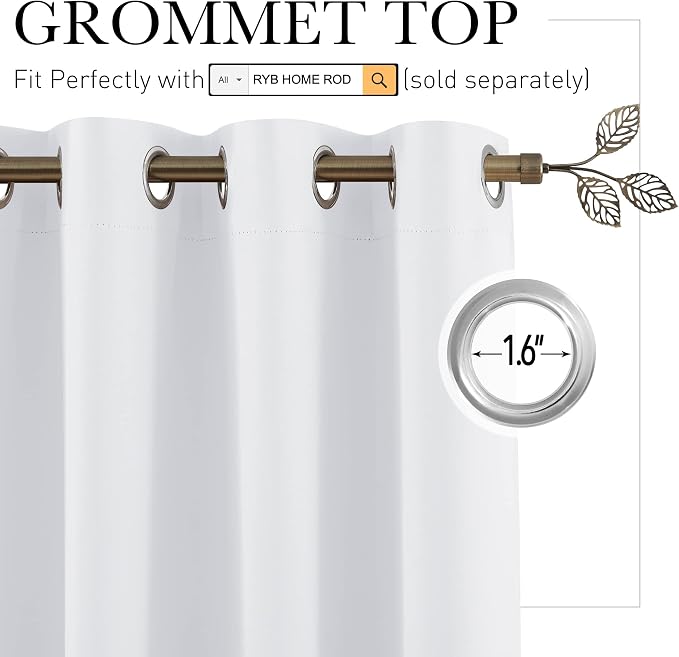 RYB HOME Extra Wide Curtains for Room Divider Apartment Office Bedroom | - Image 2