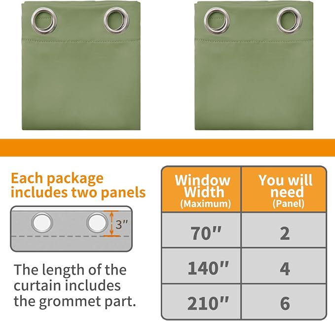 YoungsTex 100% Blackout Curtains 63 Inch Length 2 Panels, Room Darkening Drapes - Image 8
