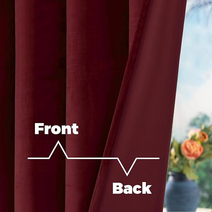 BGment Burgundy Red Velvet Blackout Curtains - Image 4