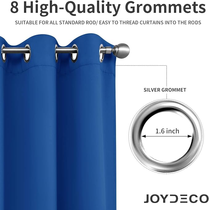Joydeco Blackout Curtains 63 inch Length 2 Panels Set, Thermal Insulated Long - Image 2