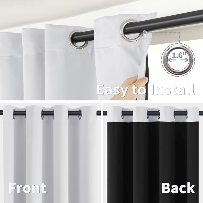 BGment Greyish White Short Blackout Curtains - Image 6